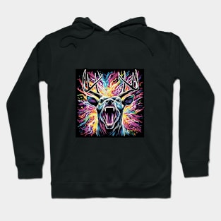 Art horror, deer with wolf fangs. Beautiful illustration. Hoodie